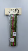 Accent Ribbon - Green with Pink Dupioni Felt