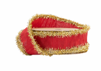 1 Inch Wired Dupioni With Gold Tinsel Edge - Comes in 2 Colors